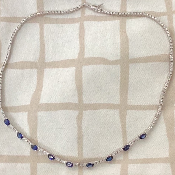 Sterling & Crystal Choker Necklace, 18” - Picture 1 of 5